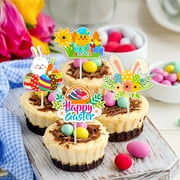Gqtwoy Easter Cake Flag Insert, 12pcs Bunny Cup Flag Insert for Cupcake Decoration, Colorful Easter Party Supplies, Spring-themed Cake Flags, Ideal for Easter Parties and Family Gatherings